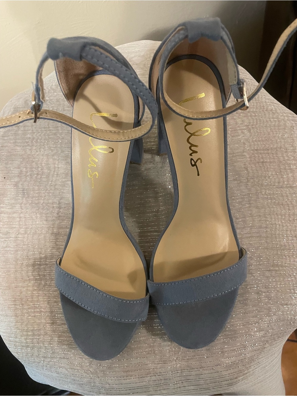 Lulu's Dusty Blue Ankle-Strap Block Heel Sandals